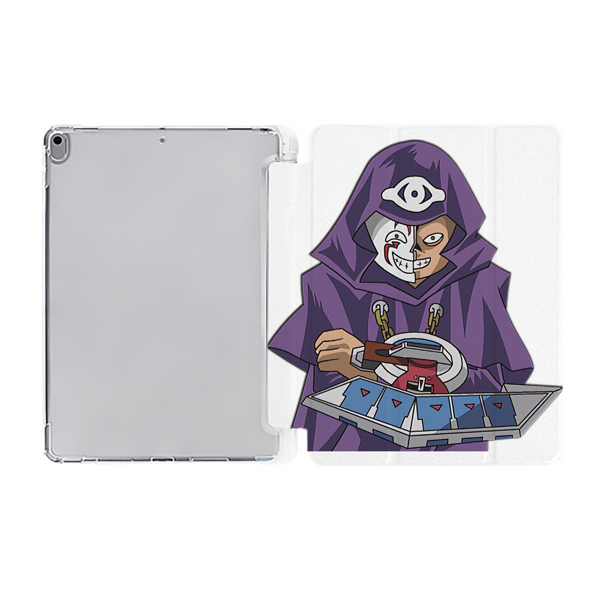 （画像用） 遊☆戯☆王 Yu-Gi-Oh! IPad ケース ペン収納付き 三つ折りスタンド PUレザー×シリコン 対応機種9.5/10.5/10.9インチ